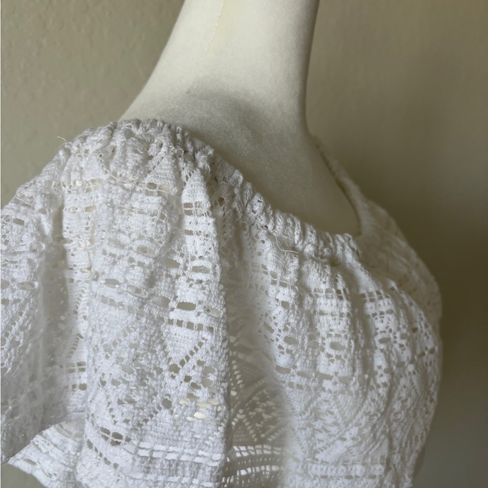 Lucky Brand White Ruffled Bib Collar Blouse - Picture 6 of 10